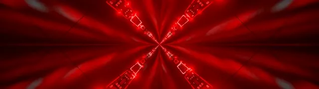 מנהרת ניאון אדומה קליידוסקופ פרץ VJLoops 32:9 Super Ultrawide 60fps מסך חיסכון