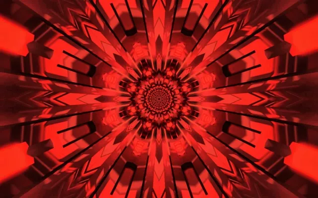 Tunnel ya Neon Nyekundu Fractal Kaleidoscope Vj Loop 16:10 MacBook 60fps Screensaver
