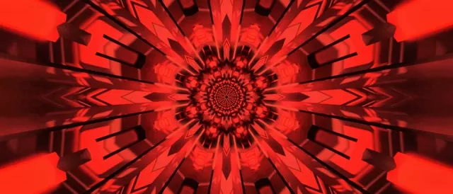 Röd Fraktal Kaleidoskop Neontunnel Vj Loop 21:9 Ultrawide 60fps Skärmsläckare