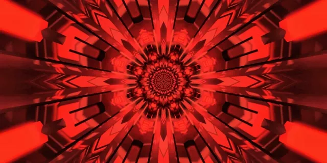 Red Fractal Kaleidoscope Neon Tunnel VJ Loop 2:1 Univisium 60fps Screensaver