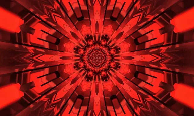 Röd Fraktal Kaleidoskop Neontunnel Vj Loop 5:3 Wide 60fps Skärmsläckare