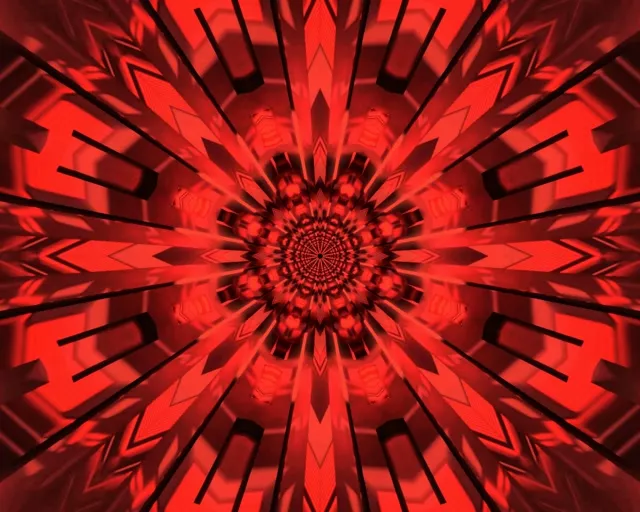 紅碎形萬花筒霓虹隧道 5:4 工業用 60fps 螢幕保護程式 VJ Loop