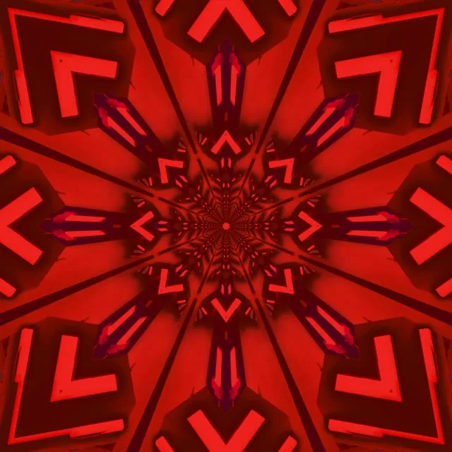 Rood Fractaal Kaleidoscoop Neon Tunnel Vj Loop 1:1 Vierkant 60fps Screensaver