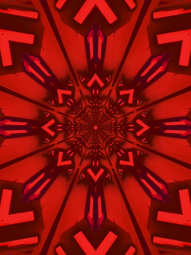 Piros Fraktál Kaleidoszkóp Neon Alagút VJ Loop 3:4 iPad Portrait 60fps Képernyővédő