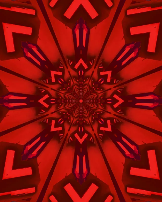 Raudonas Fraktalas Kaleidoskopas Neon Tunelis VJ Loop 4:5 Instagram 60fps Ekrano Užsklanda