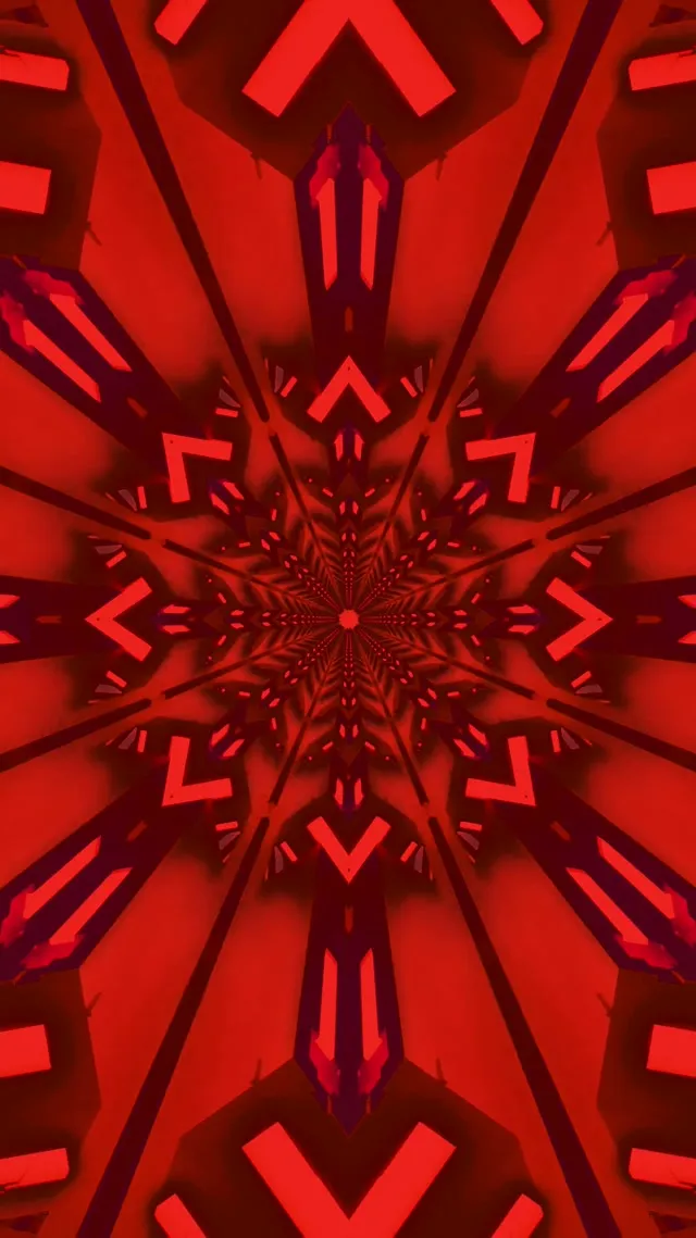 Tunnel ya Neon Nyekundu Fractal Kaleidoscope Vj Loop 9:16 Reels 60fps Screensaver