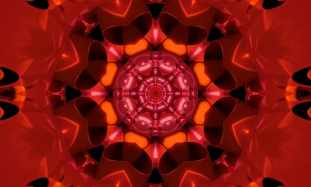 Rød Neon Tunnel Kaleidoskop Pauseskærm 5:3 Wide 60fps VJ Loop PC