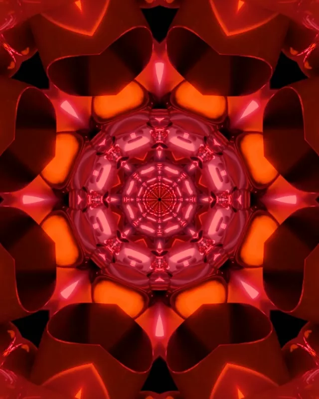 Червен неонов тунел калейдоскоп скрийнсейвър 60fps 4:5 Instagram VJ Loop