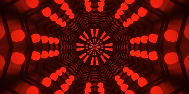 Túnel Neón Vermello Kaleidoscopio VJ Loop 2:1 Univisium 60fps Protector de pantalla