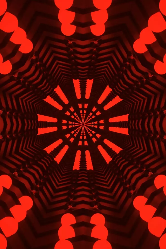 红色霓虹隧道万花筒 VJLoops 2:3 照片竖屏 60fps 屏保