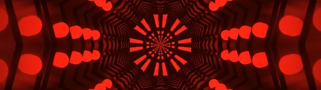 レッド ネオントンネル カレイドスコープ VJ Loop 32:9 スーパー ウルトラワイド 60fps スクリーンセーバー