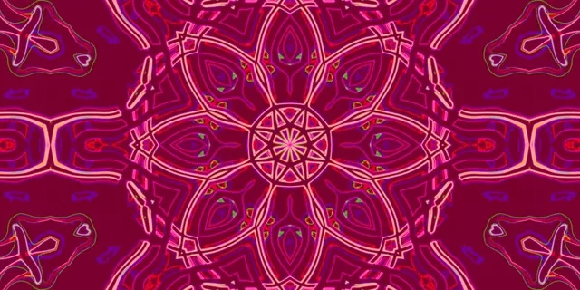 Terowongan Neon Mandala Kaleidoskop VJ Loop 2:1 Univisium 60fps Screensaver