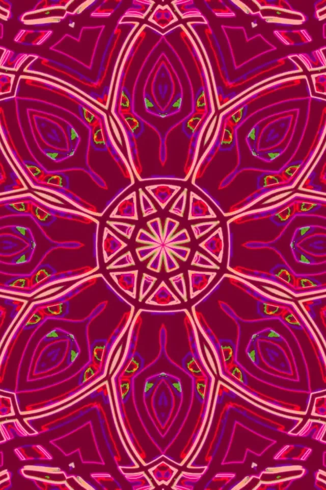 Twnnel Neon Mandala Kaleidoscope 2:3 Portread Ffoto 60fps Arbedwr Sgrin VJ Loop