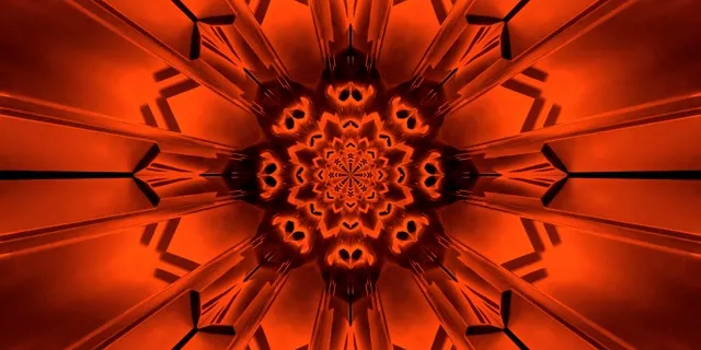 Czerwony Neon Tunel Mandala Wygaszacz 2:1 Univisium 60fps VJ Loop