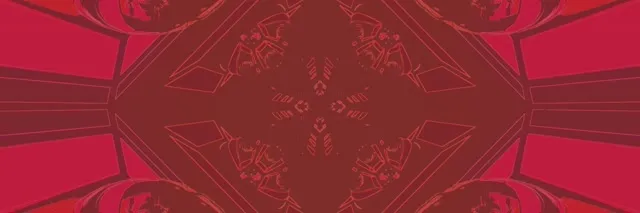 Raudona ir bordeaux kaleidoskopiška deimantų raštai su neon šviesimi, simetriška geometrinė tunelio efektas, 4K VJ ciklas