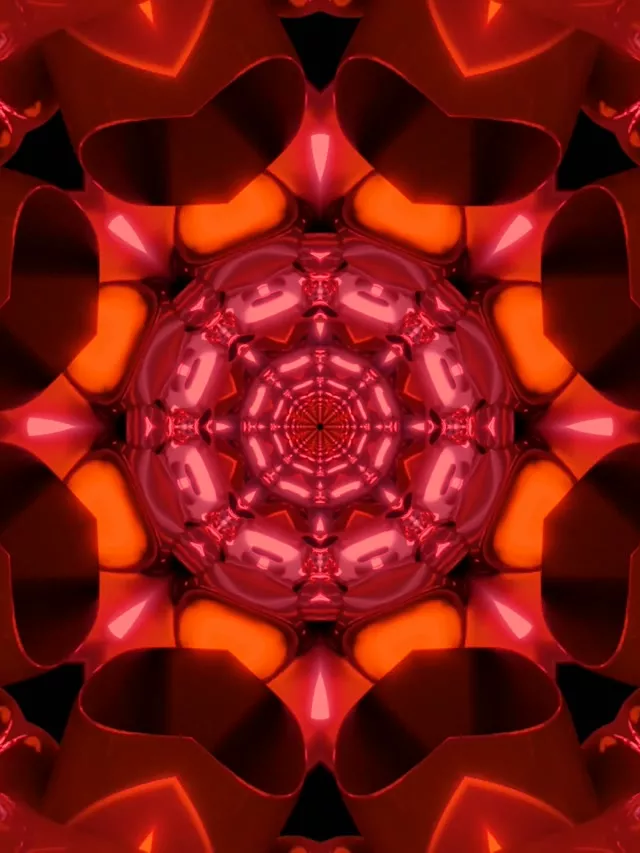 レッド ネオントンネル マンダラ スクリーンセーバー 60fps 3:4 iPad ポートレート VJLoops