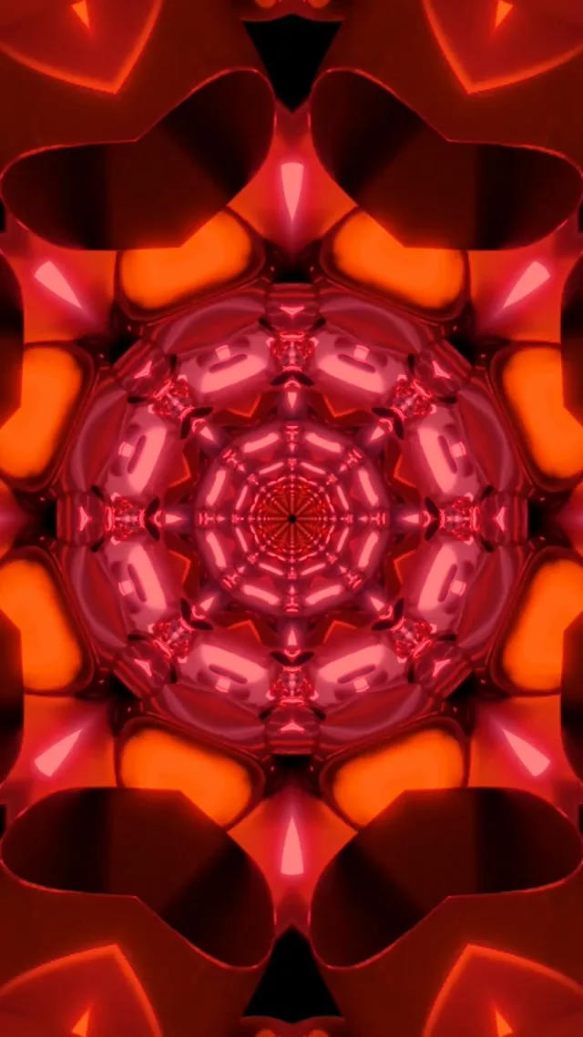 Red Neon Tunnel Mandala Screensaver 60fps 9:16 Reels Vj Loop