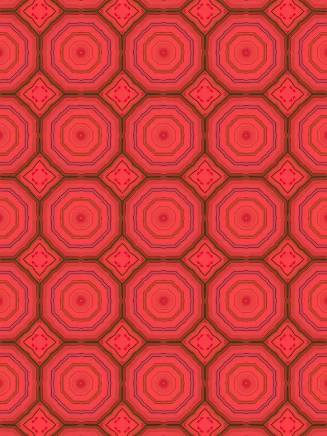 Red Neon Tunnel Octagon Pattern ตัวรักษาหน้าจอ 3:4 iPad Portrait 60fps Vj Loop