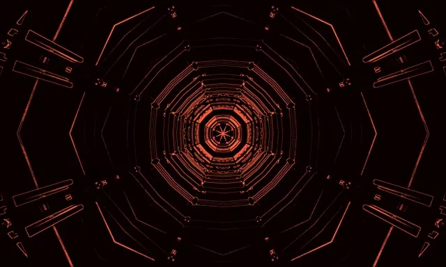 Vörös Neon Alagút Oktagon Örvény VJLoops 5:3 Wide 60fps Képernyővédő