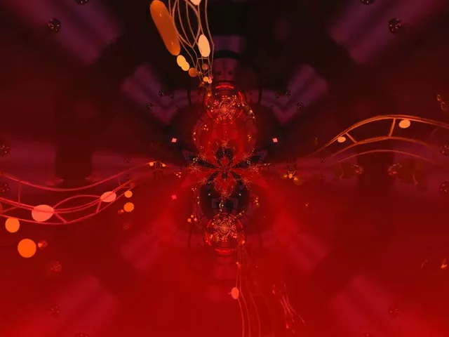 Red Neon Tunnel Pulsating Orb Vortex 4:3 Classic 60fps Screensaver Loop