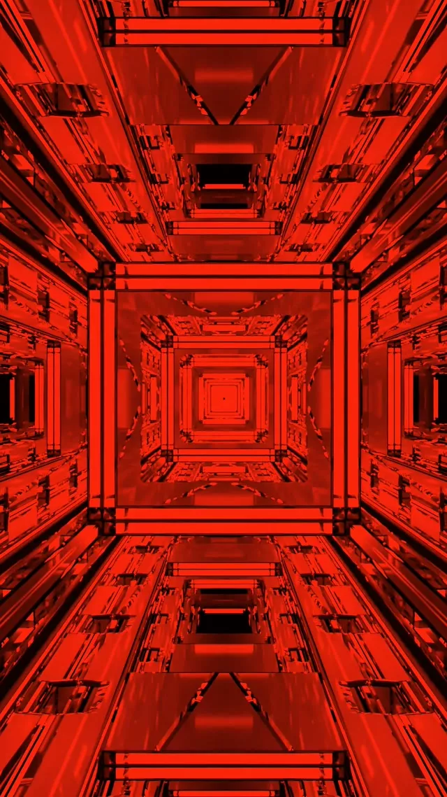 Kırmızı Neon Tünel Özyinelemeli Kare Vortex Vj Loop 9:16 Reels 60fps Ekran Koruyucu