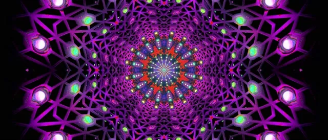 Twnnel Neon Fractal Kaleidosgop Ffrwydrad VJ Loop 21:9 Ultrawide 60fps Sgrin Arbedwr