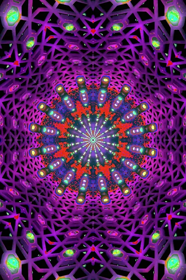 Neon Tunnel Fractal Kaleidoscope Burst 2:3 Photo Portrait 60fps Screensaver Vj Loop