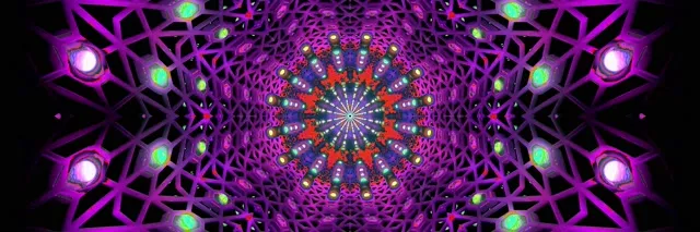 霓虹隧道红色万花筒曼荼罗 VJ Loop 3:1 三倍宽屏 60fps 屏保