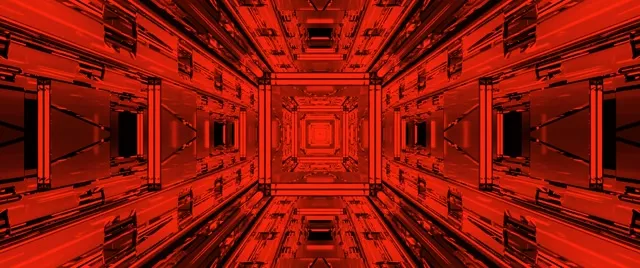 लाल नीयॉन टनल VJ Loop पीछे हटता स्क्वायर भंवर 2.39:1 सिनेमास्कोप 60fps स्क्रीनसेवर