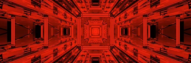 Red Neon Tunnel Fractal Square Vortex Vj Loop 3:1 Тройно Широк 60fps Екран Заставка