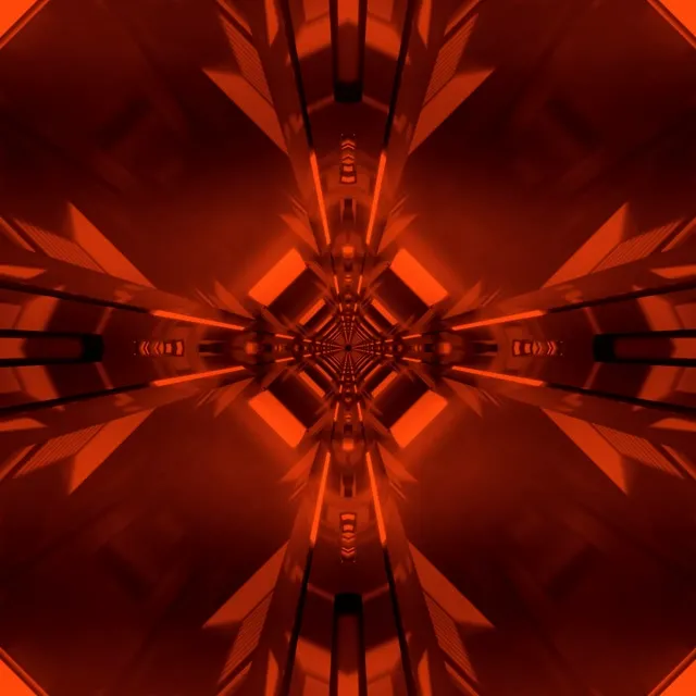 红色霓虹隧道万花筒十字 VJLoops 1:1 正方形 60fps 屏保