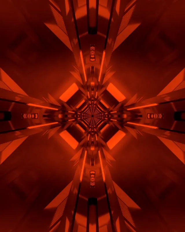 VJ loop neon tunel crveni kaleidoskop križ 4:5 Instagram 60fps čuvar ekrana