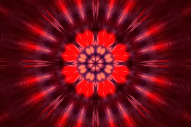 Neónový tunel červený fraktálny kaleidoskop výbuch VJ Loop 3:2 Surface 60fps šetrič obrazovky