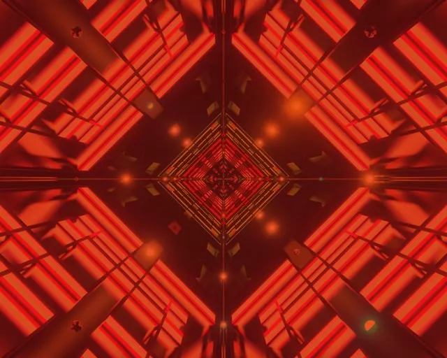 Czerwony Neonowy Tunel Diamentowy Wir VJ Loop 5:4 Industrial 60fps Wygaszacz