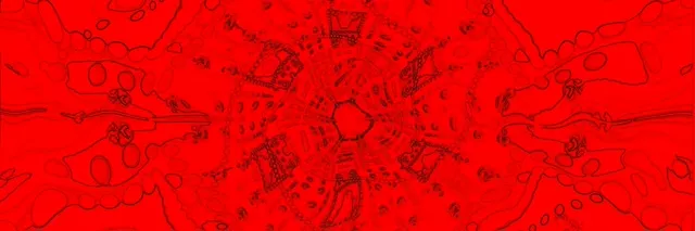 Fractal Đỏ Kaleidoscope Hầm Neon Vj Loop 3:1 Triple Wide 60fps Màn Hình Chờ