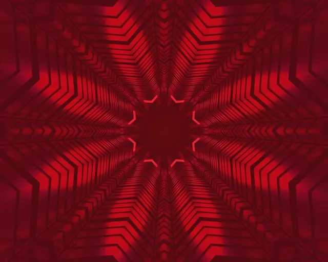 Red Neon Tunnel Star Vortex Vj Loop 5:4 Industrial 60fps Screensaver