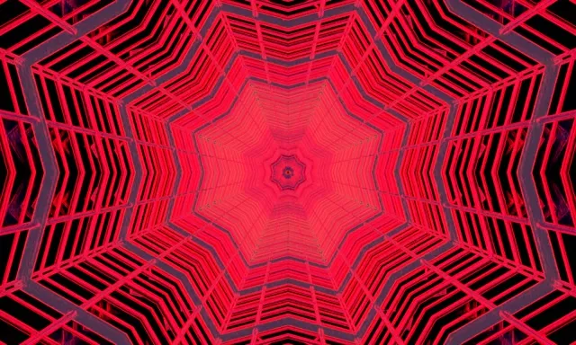 Неонов Тунел Червено Звезда Vortex VJ Loop 60fps 5:3 Wide Screensaver