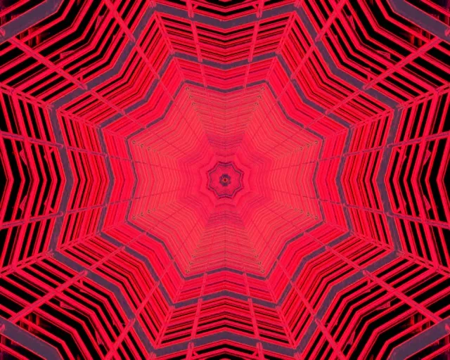 VJ Loop Đường hầm Neon Đỏ Bát giác Vortex 5:4 Industrial 60fps Trình bảo vệ màn hình