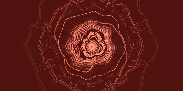 נתיב ניאון אדום מתומן מערבולת VJ Loop 2:1 Univisium 60fps שומר מסך