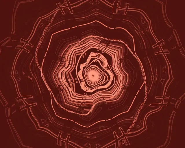 Neon Tunnel Rød Oktagon Virvel Vj Loop 60fps 5:4 industriell Skjermsparer