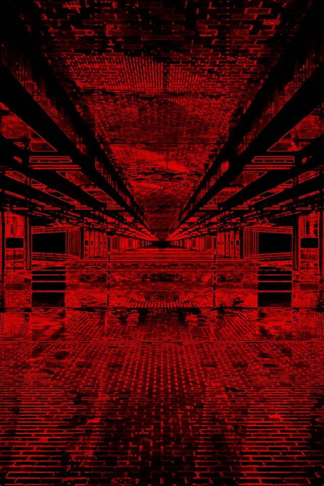 Red Neon Tunnel VJ Loop 2:3 Photo Portrait 60fps Screensaver Brick Corridor