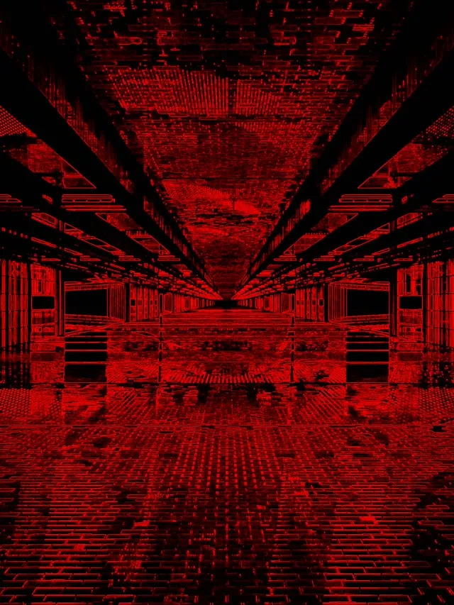 Červený Neónový Tunel VJ Loop 3:4 iPad Portrét 60fps Šetrič Obrazovky Glitch Mriežka
