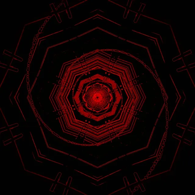 Tunnel la Neon Nyekundu Octagon Vortex VJ Loop 1:1 Square 60fps Screensaver