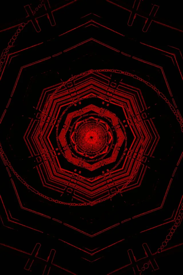 Red Neon Tunnel Octagon Vortex VJ Loop 60fps 2:3 Photo Portrait Screensaver