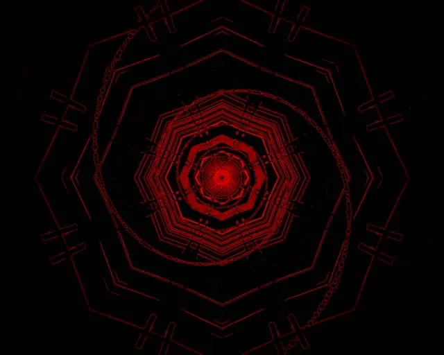 Czerwony Tunel Neonowy Oktagon Wir VJ Loop 5:4 industrial 60fps Wygaszacz