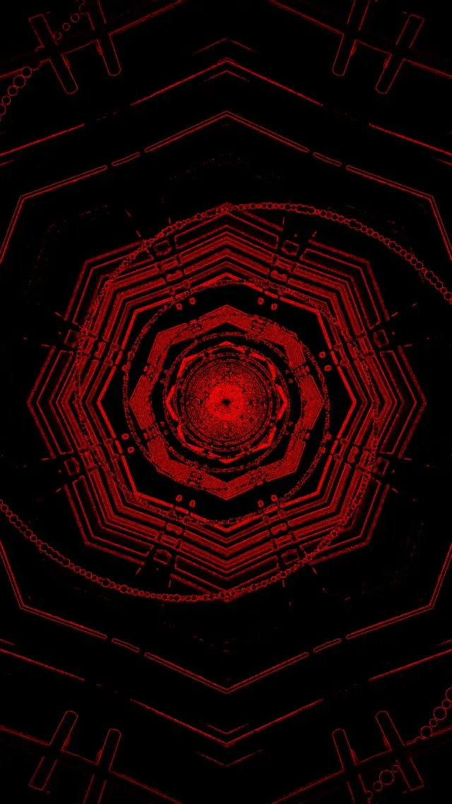 Tunnel la Neon Nyekundu Octagon Vortex VJ Loop 9:16 Reels 60fps Screensaver