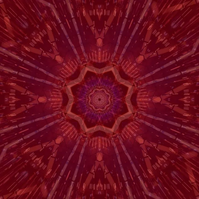 Tunnel la Neon Nyekundu Star Mandala VJ Loop 1:1 Square 60fps Screensaver
