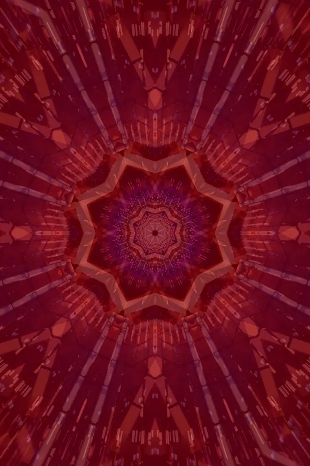 Crvena Zvijezda Kaleidoskop Neon Tunel VJ Loop 2:3 Photo Portrait 60fps Čuvar Ekrana