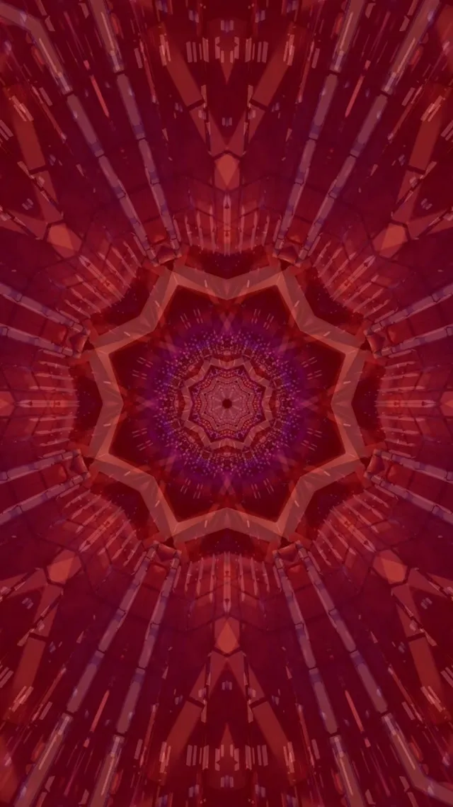Tunnel za Neon Nyota Nyekundu Kaleidoscope Vj Loop 9:16 Reels 60fps Screensaver