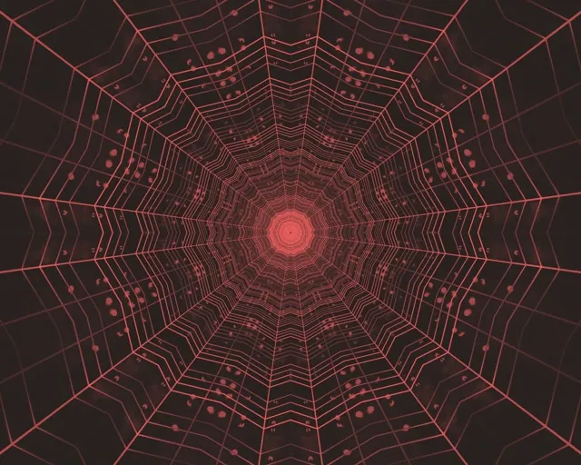 Tunel Neon Roșu Grilă Angrenaj Caleidoscop VJ Loop 5:4 Industrial 60fps Economizor Ecran